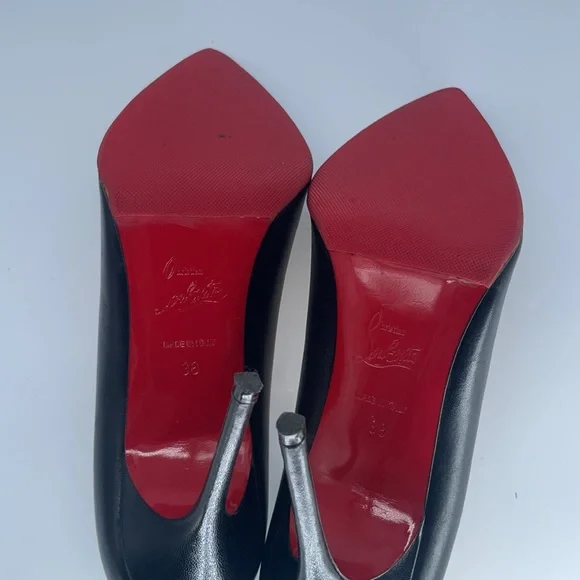 Christian Louboutin Black leather Pointed toe pumps 38 - Picture 7 of 8